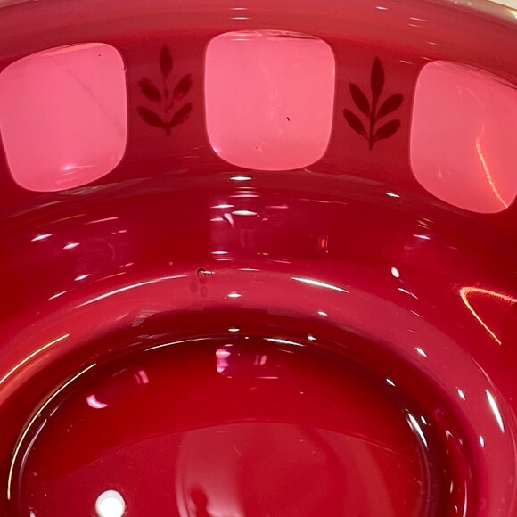 -Vintage Ruby and Milk-glass Hand Painted Bowl- Mod Kitchen Luxe - Picture 9 of 16